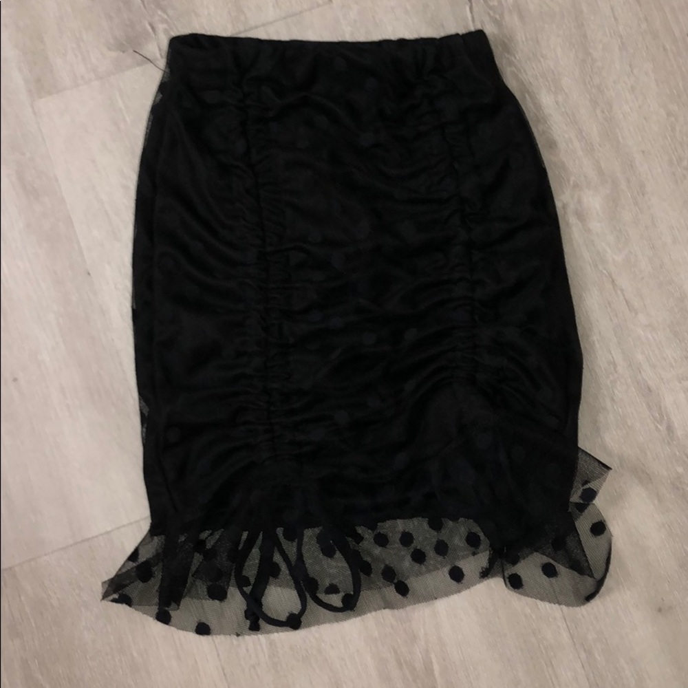 Boohoo Drawcord Ruched Dobby Mesh Mini Skirt